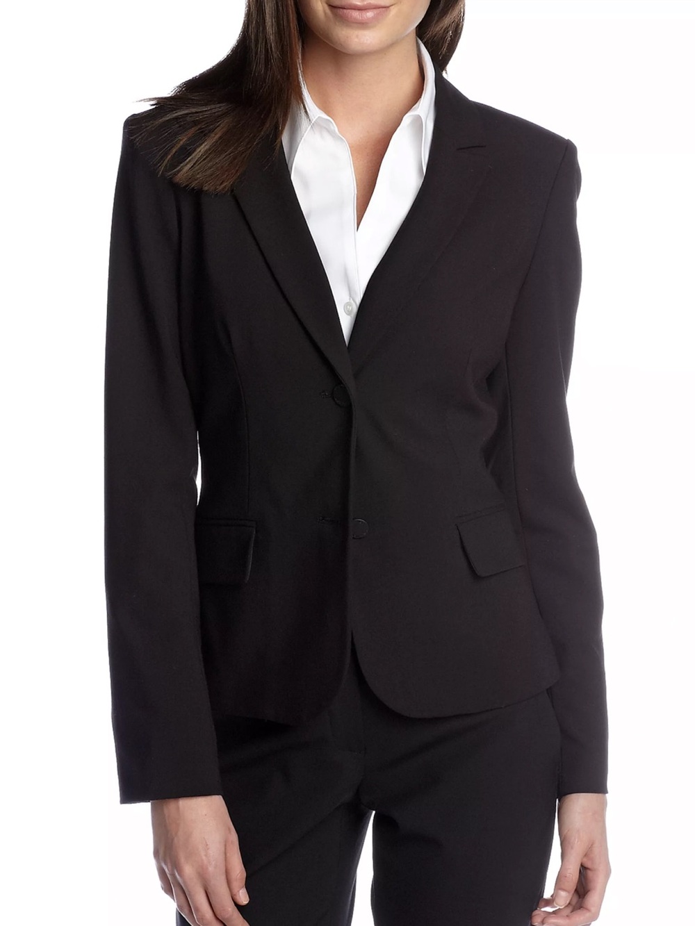 Calvin Klein Women's Black Fitted Lined Blazer Suit Coat